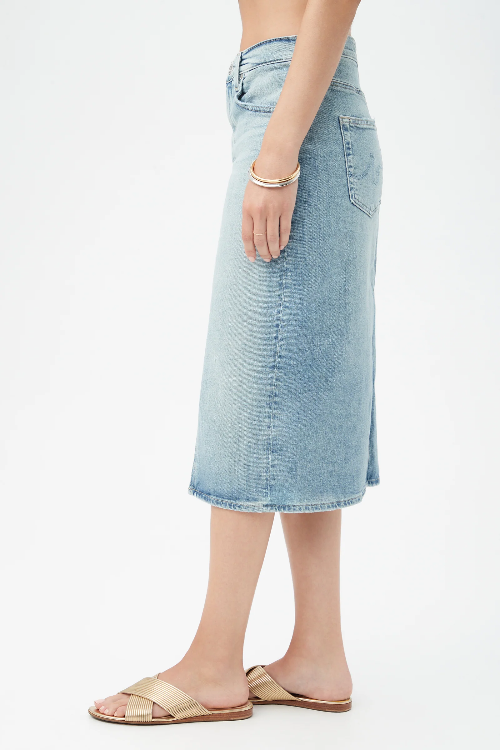 AG Women's Alicia Light Blue Jean Midi Skirt - Image 4